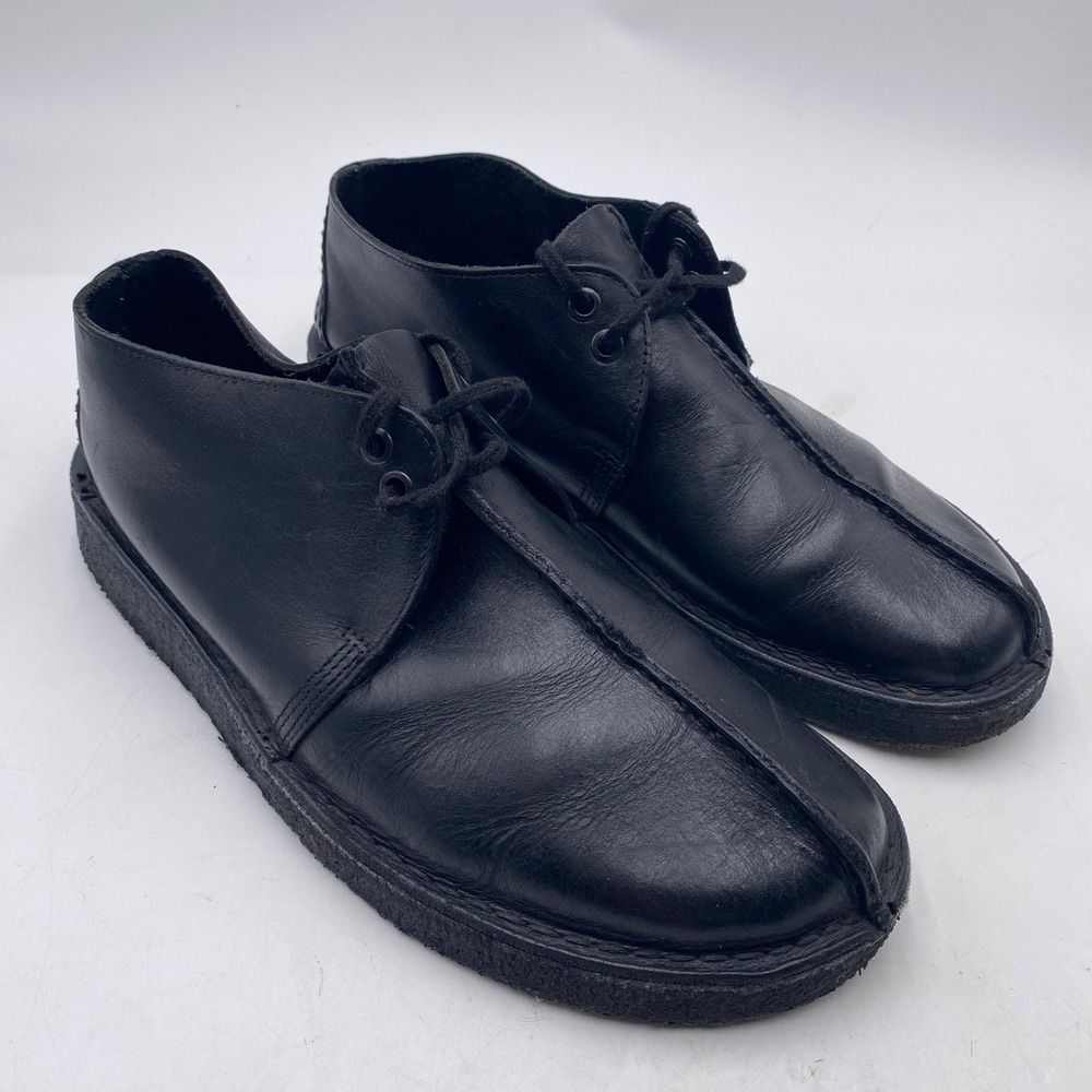 Clarks Originals Desert Trek Mens 10.5 Black Leather Center Seam Crepe Shoes